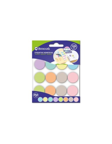 ETIQUETAS ADHESIVAS PASTEL CIRCULOS  16x8 uds