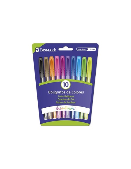 BOLIGRAFOS NEON-PASTEL 10 COLORES 1.0mm