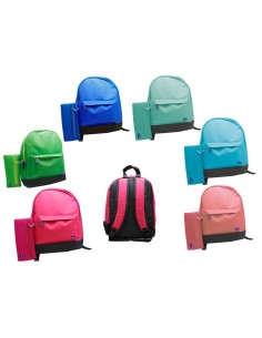 SET MOCHILA CON BOLSILLO + PORTATODO NEOPRENO