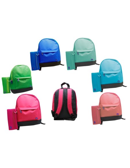 SET MOCHILA CON BOLSILLO + PORTATODO NEOPRENO