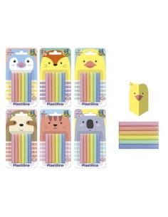 PLASTILINA PASTEL + MOLDE ANIMALES SET 6