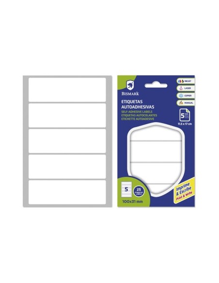 ETIQUETAS ADHESIVAS BLANCAS 100x31MM - 5 HOJAS