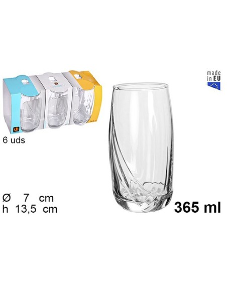 VASO 36.5CL 6UND AGUA GLORY