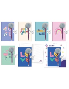 DIARIO C/ BOLIGRAFO POMPOM FRASES