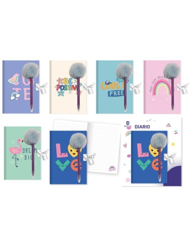 DIARIO C/ BOLIGRAFO POMPOM FRASES