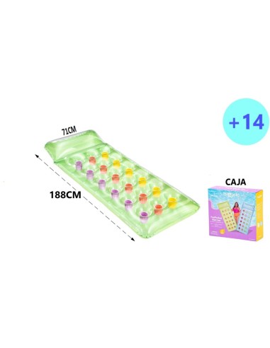 COLCHONETA PVC VASOS VERDE 1'68*66CM.EDAD: +14